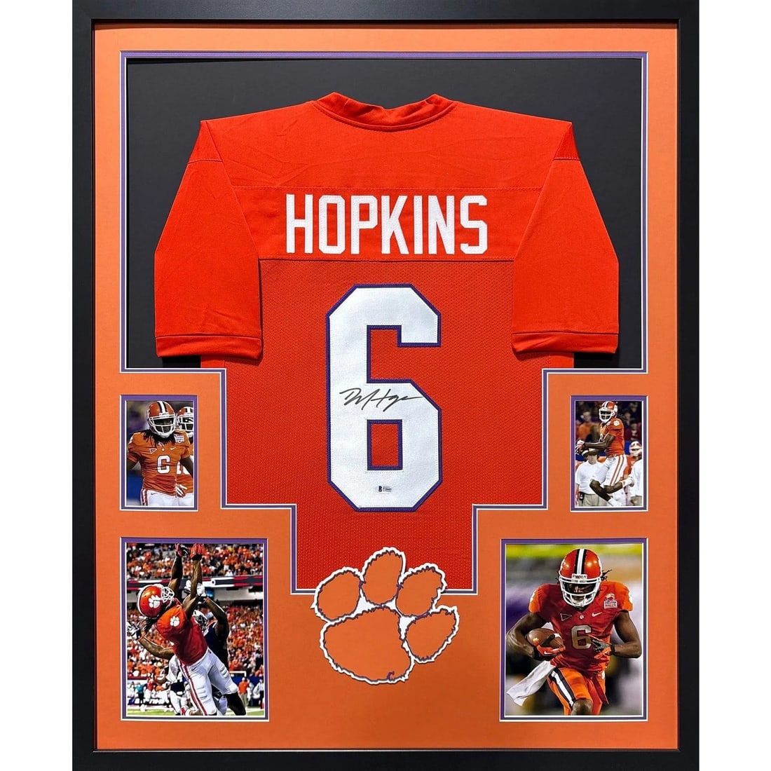 Beckett authenticated framed Clemson jersey signed by DeAndre Hopkins (1 of 2)