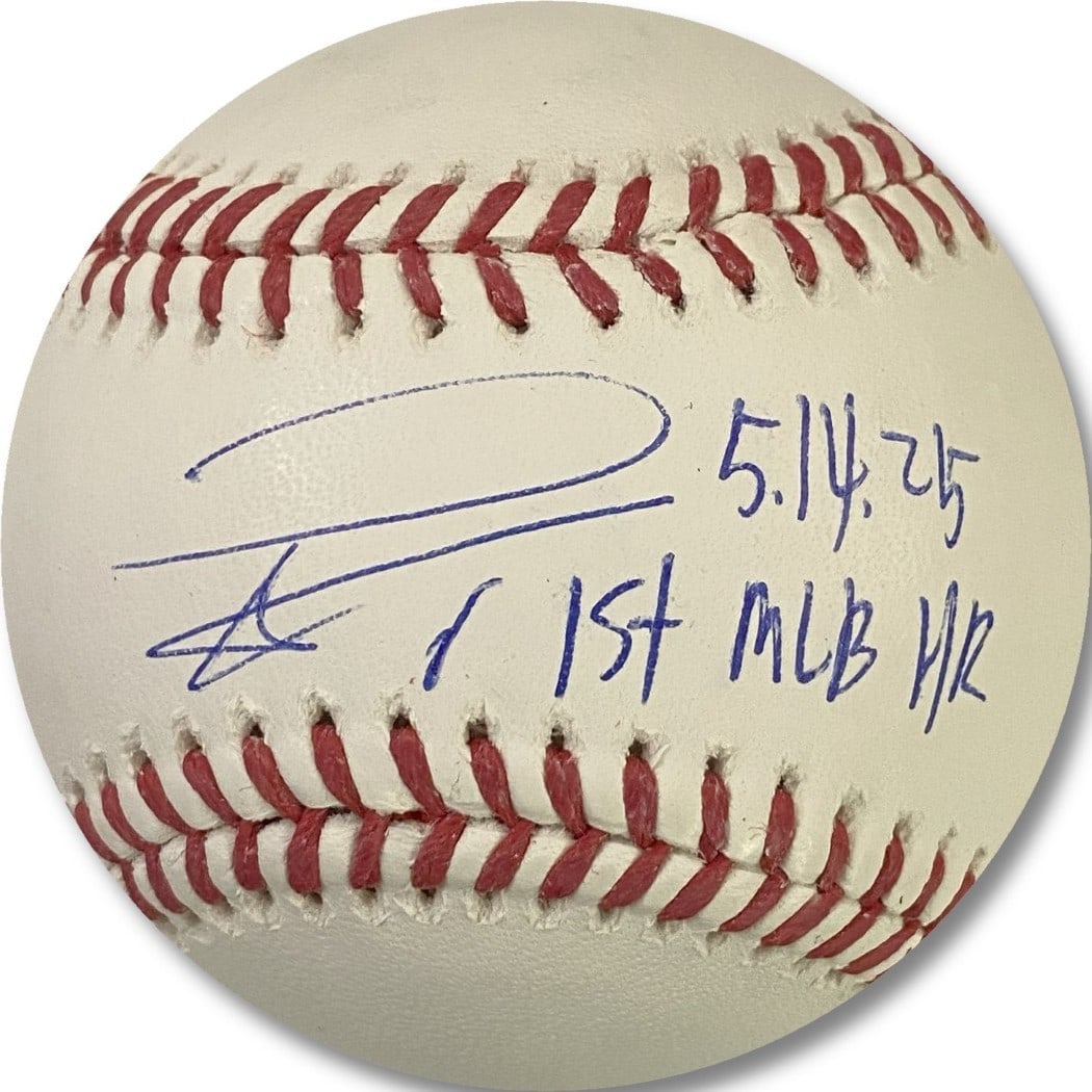 Hye Seong Kim Signed Baseball 1st MLB HR 5.14.25 Dodgers Beckett Authenticated: Hye Seong Kim Signed Baseball 1st MLB HR 5.14.25 Dodgers Beckett Authenticated This is an original autographed baseball by Hye Seong Kim, commemorating his first MLB home run on May 14, 2025. The base