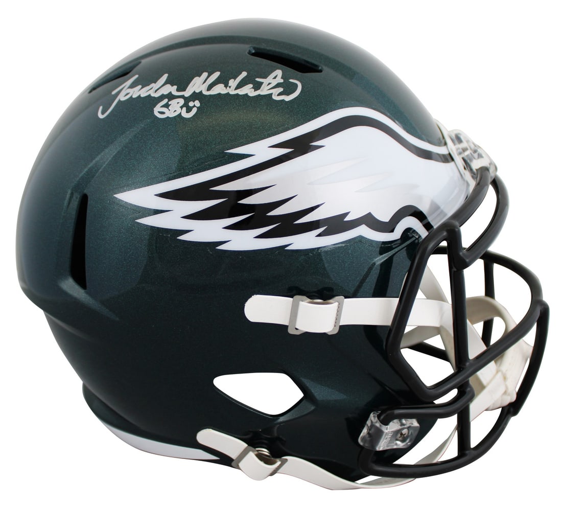 Jordan Mailata Signed Eagles Full Size Speed Helmet BAS Witnessed: Jordan Mailata Signed Eagles Full Size Speed Helmet BAS Witnessed This authentic full-size Speed Rep helmet is personally signed by Jordan Mailata of the Philadelphia Eagles. The item is 100% authenti
