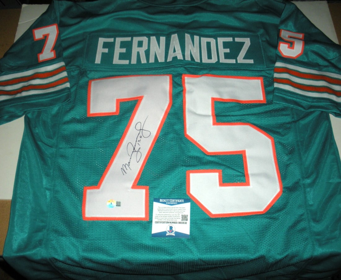 Signed Manny Fernandez Miami Dolphins Jersey 17-0 Season Beckett COA (1 of 2)