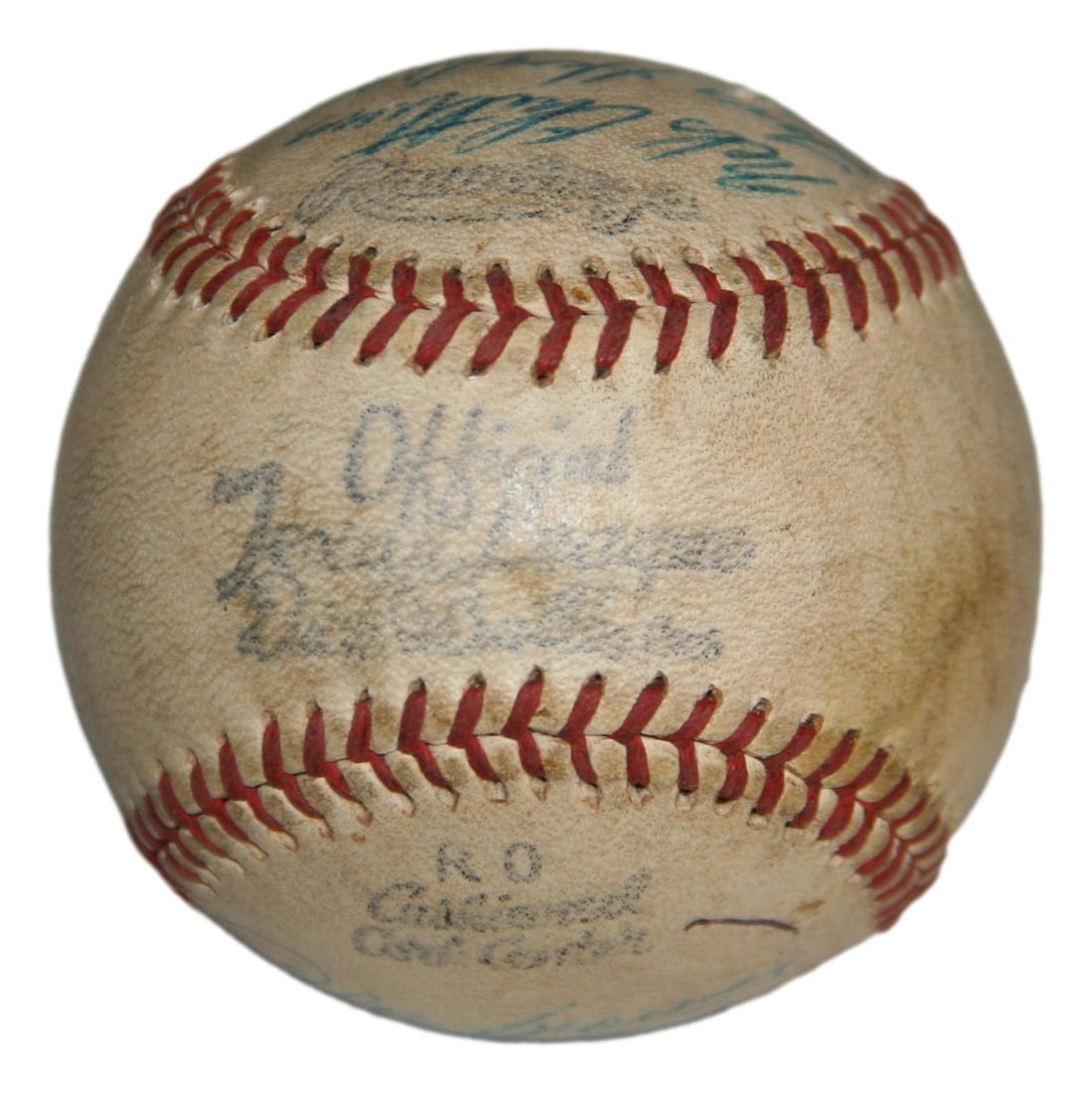 Houston Buffs 1957 Baseball 14 Autographs Texas League Champs: Houston Buffs 1957 Baseball 14 Autographs Texas League Champs This is an original baseball signed by 14 members of the 1957 Houston Buffs, who were the Texas League Champions. The ball represents a si