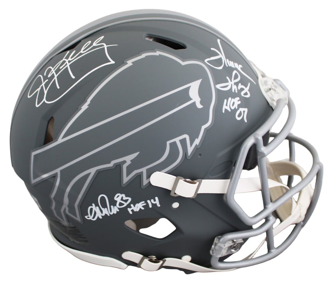 Buffalo Bills Riddell Speed Proline Slate Helmet Signed by Reed Kelly Thomas BAS (1 of 3)