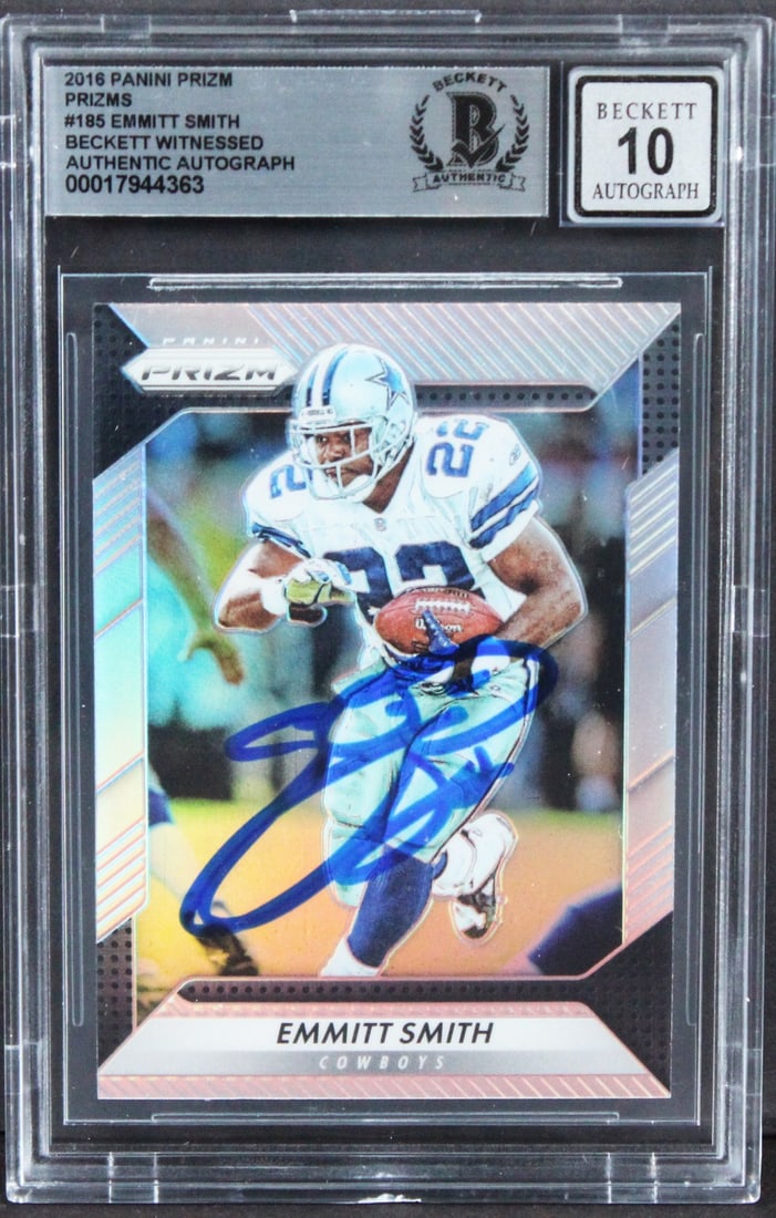 Emmitt Smith Autographed 2016 Panini Prizm 185 Card BAS Gem Mint 10 Slab (1 of 2)