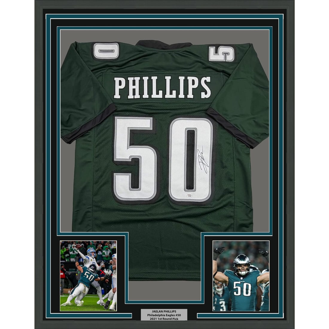 PSA COA Jaelan Phillips autographed framed football jersey 35x39 (1 of 2)