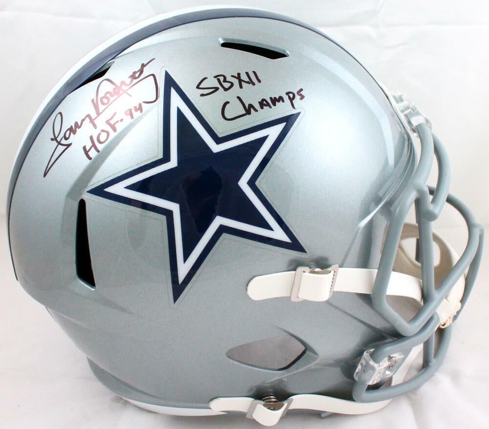 Dallas Cowboys full size Speed helmet signed by Tony Dorsett Beckett holo: Dallas Cowboys full size Speed helmet signed by Tony Dorsett Beckett holo Autographed Dallas Cowboys full-size speed helmet signed by Tony Dorsett. The helmet is an original piece and is identified as