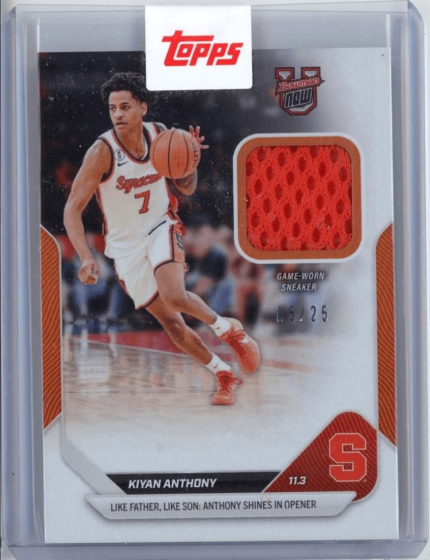Kiyan Anthony 2025 Topps Bowman U Now 4A Orange Relic RC /25 (1 of 2)