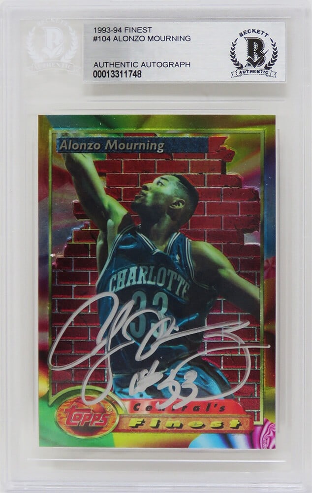 Beckett authenticated Alonzo Mourning 1993-94 Topps Finest card 104 (1 of 2)