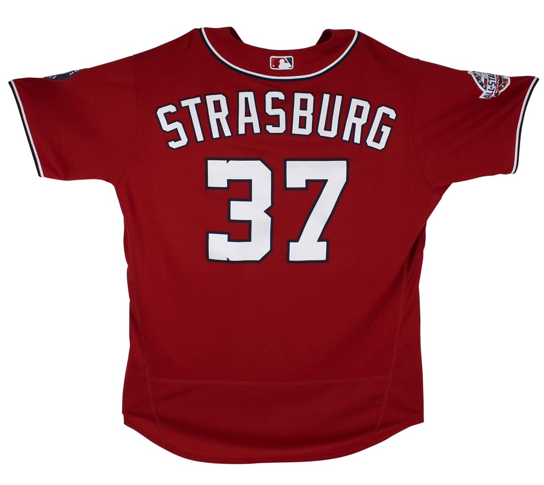 Stephen Strasburg 2018 Game Worn Washington Nationals Red Jersey Photo Matched (1 of 6)