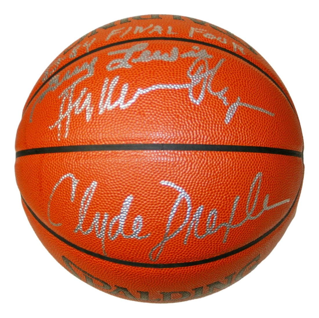 Spalding NBA Leather Basketball Signed by Clyde Drexler Hakeem Olajuwon Guy Lewis PSA (1 of 4)