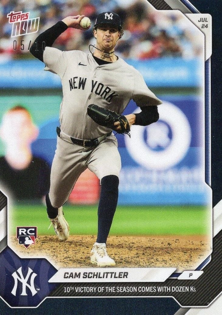 Cam Schlittler 2026 Topps Now #483 Black Foil Rookie Card /10 (1 of 2)
