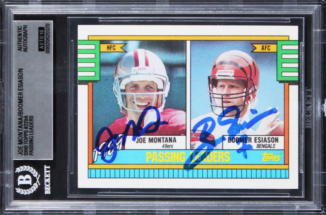 1990 Topps Passing Leaders #229A Beckett Authenticated Dual Signed Card (1 of 2)