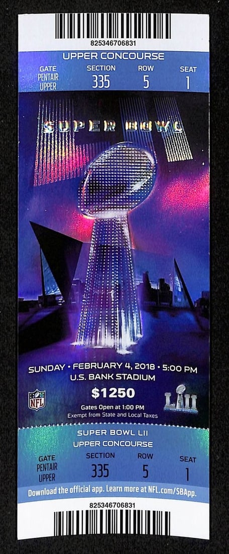 Authentic Unused Full Ticket 2018 Super Bowl LII Eagles Patriots (1 of 2)