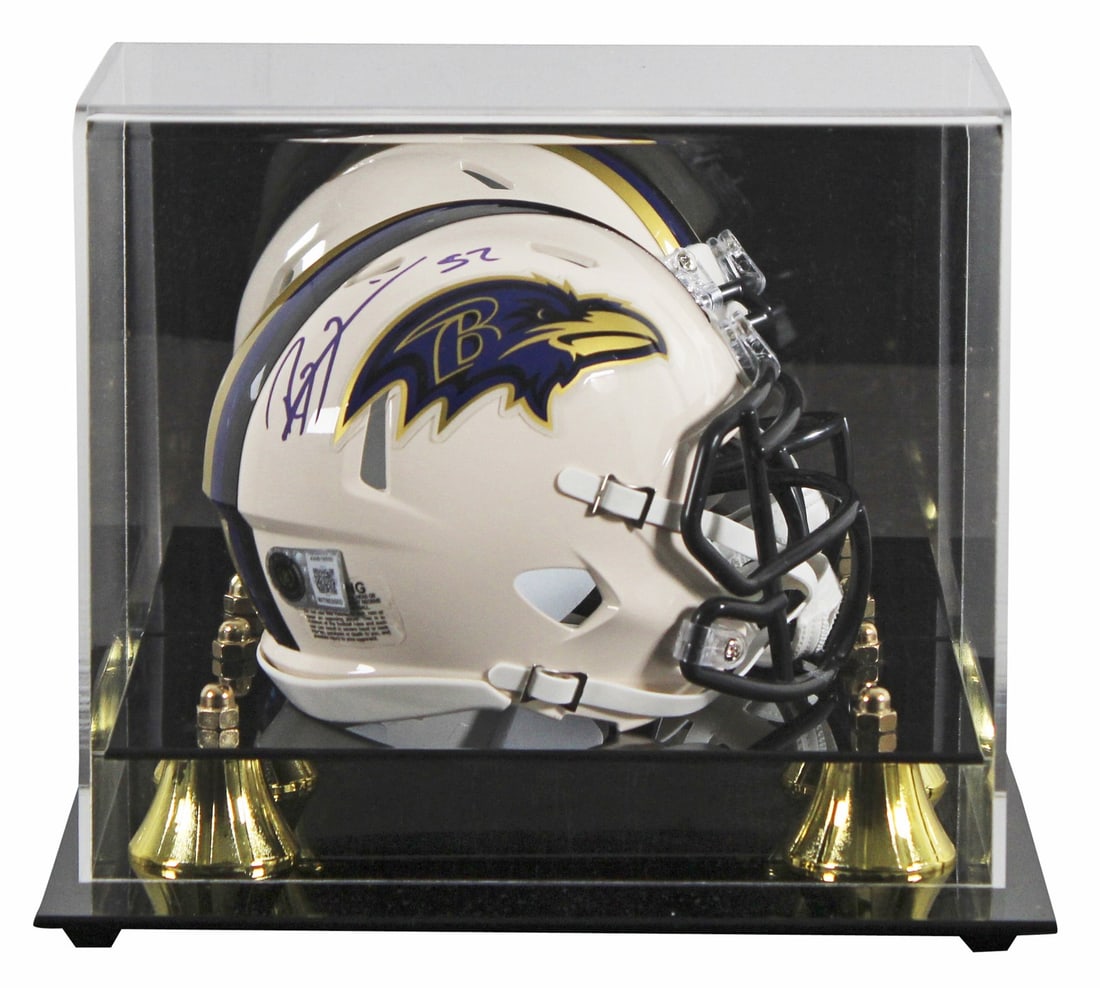Ray Lewis signed Baltimore Ravens retro speed mini helmet with BAS witness (1 of 5)