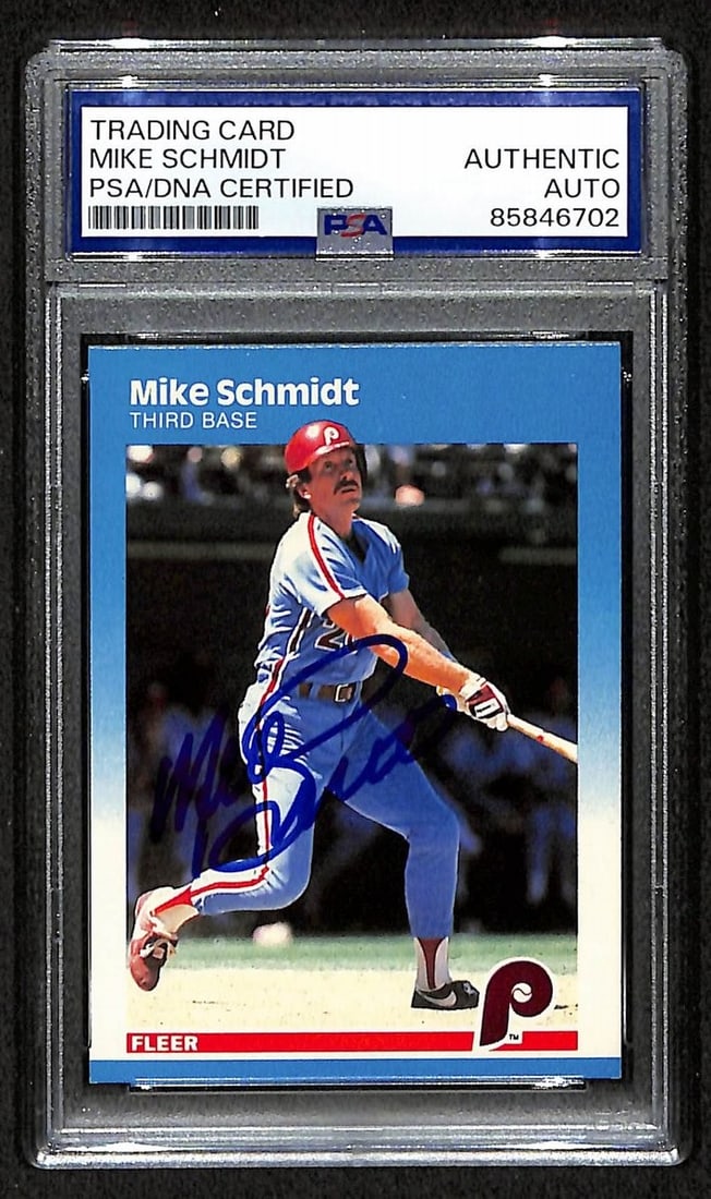 PSA DNA Signed Mike Schmidt 1987 Fleer Phillies Card #187 (1 of 2)