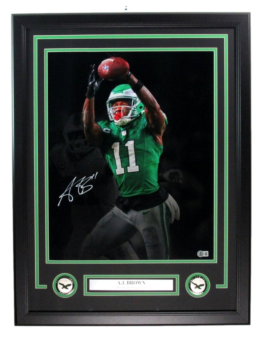Framed A.J. Brown Signed Eagles 16x20 Photo BAS Authenticated (1 of 4)