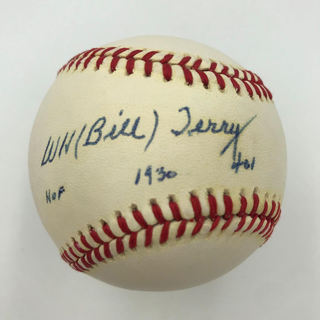 PSA DNA Bill Terry signed National League baseball inscribed HOF 1930 .401 (1 of 3)