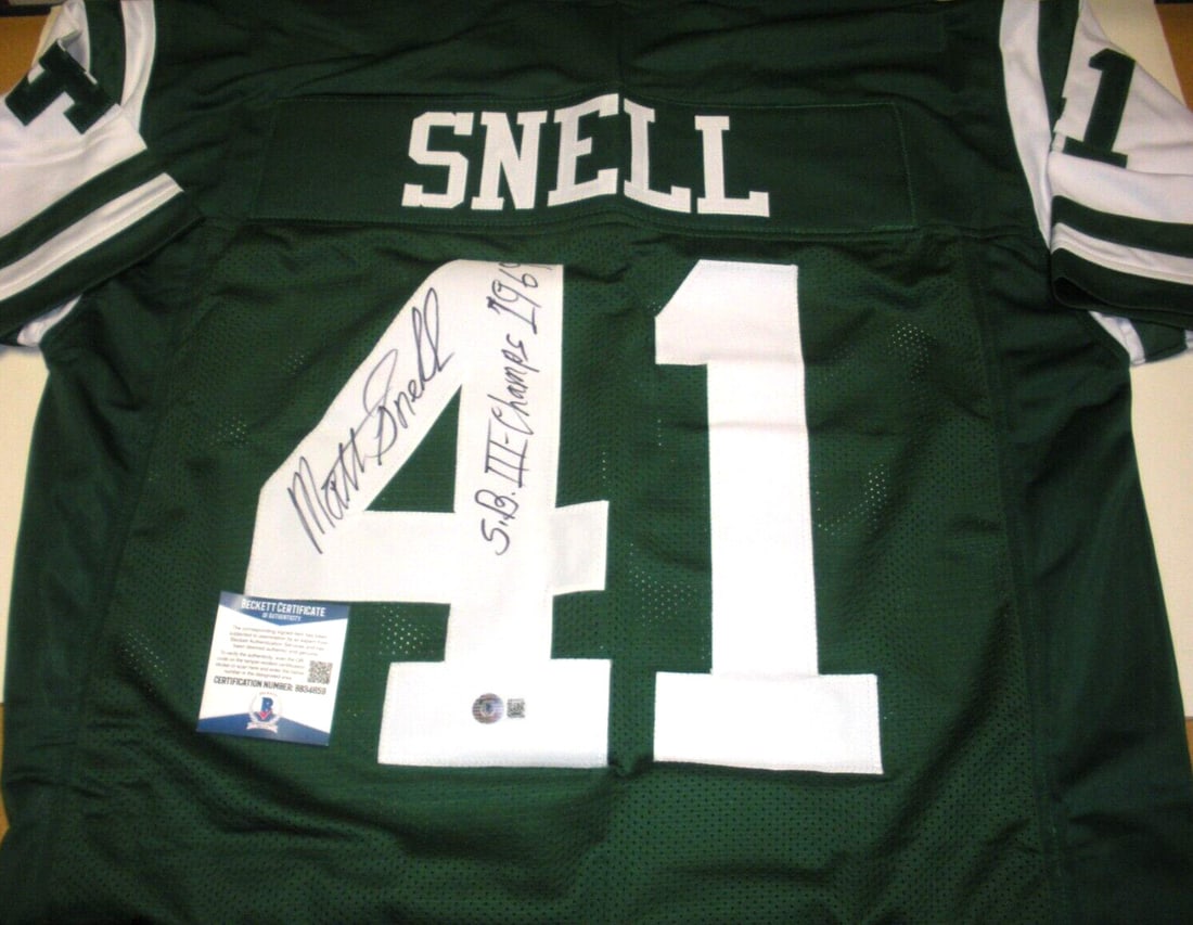 Signed Matt Snell Jersey New York Jets Super Bowl III Champion Beckett COA (1 of 2)
