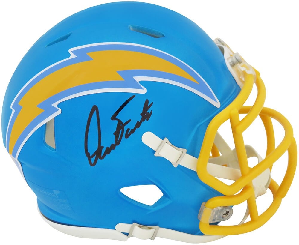 Dan Fouts Signed Chargers FLASH Mini Helmet with COA: Dan Fouts Signed Chargers FLASH Mini Helmet with COA This is a Dan Fouts signed Los Angeles Chargers FLASH Riddell mini helmet, a must-have for any football enthusiast and collector. The helmet featur