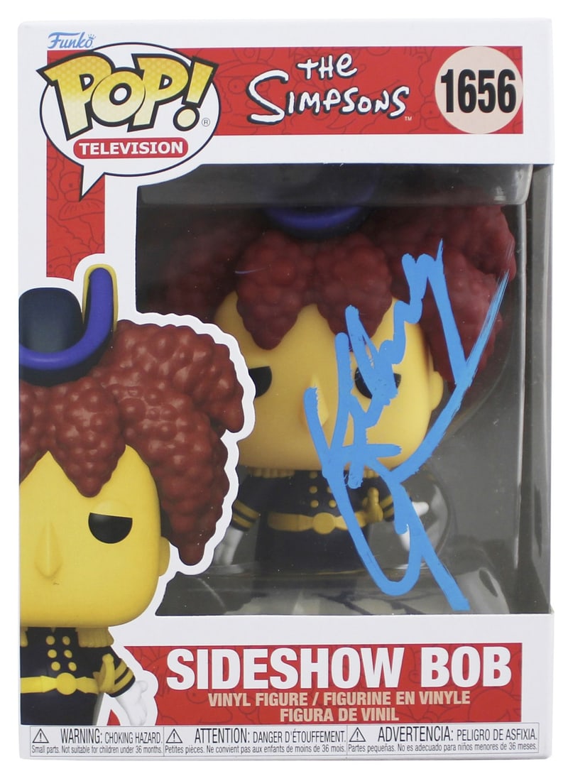 Funko Pop Sideshow Bob #1656 signed by Kelsey Grammer BAS authenticated: Funko Pop Sideshow Bob #1656 signed by Kelsey Grammer BAS authenticated Autographed Funko Pop vinyl figure featuring Sideshow Bob #1656 from The Simpsons, personally signed by Kelsey Grammer. This ori