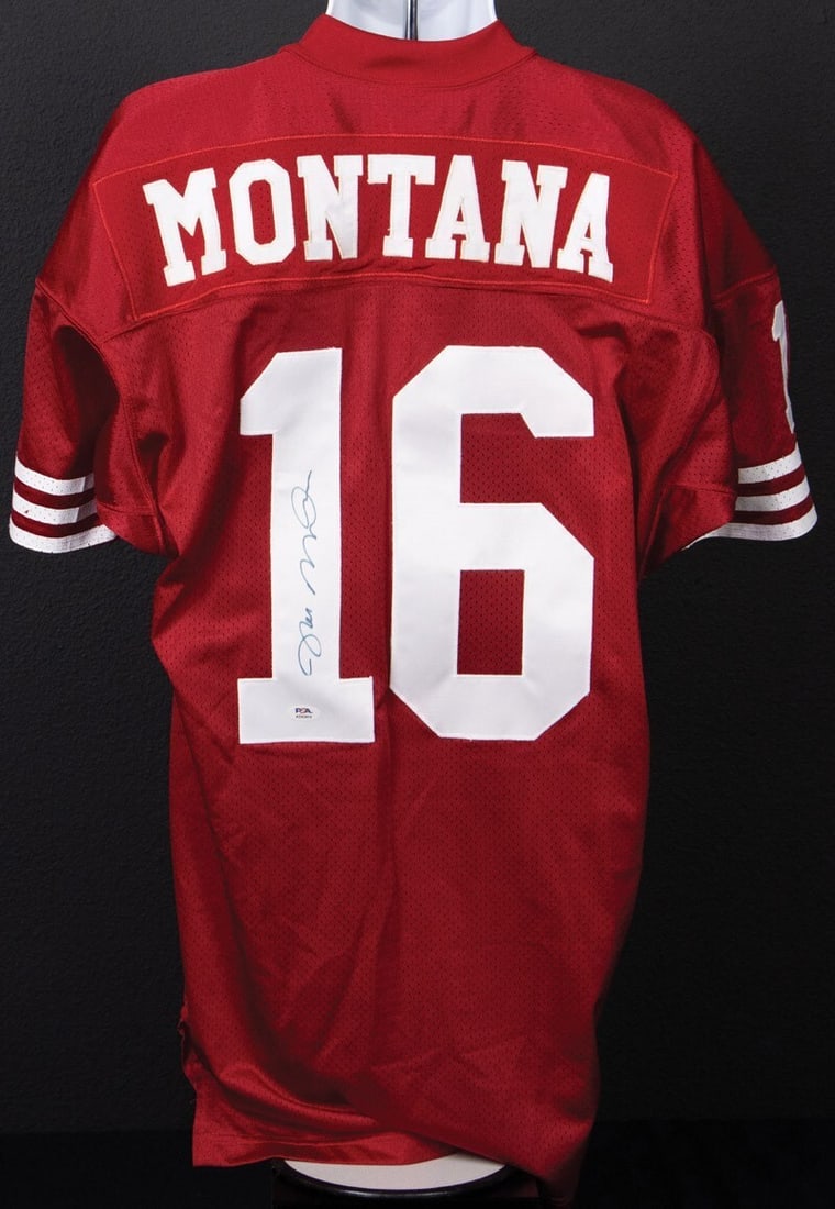 Joe Montana Signed Authentic 49ers Jersey PSA DNA Hologram: Joe Montana Signed Authentic 49ers Jersey PSA DNA Hologram This is an authentic Wilson jersey from the San Francisco 49ers, signed by the legendary Joe Montana. The jersey has been certified by Profes