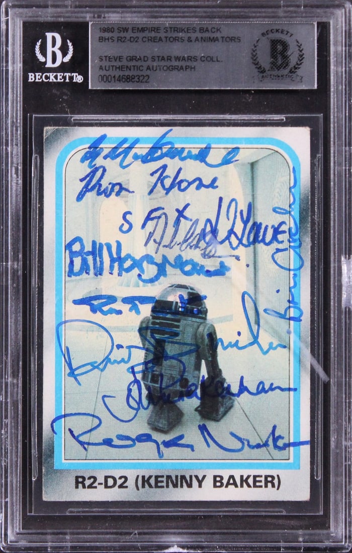 Star Wars ESB #229 signed card Beckett slabbed 10 autographs: Star Wars ESB #229 signed card Beckett slabbed 10 autographs Original 1980 Star Wars: The Empire Strikes Back #229 card signed by Archer, Punter, Lowe, and seven others. The card is slabbed by Beckett