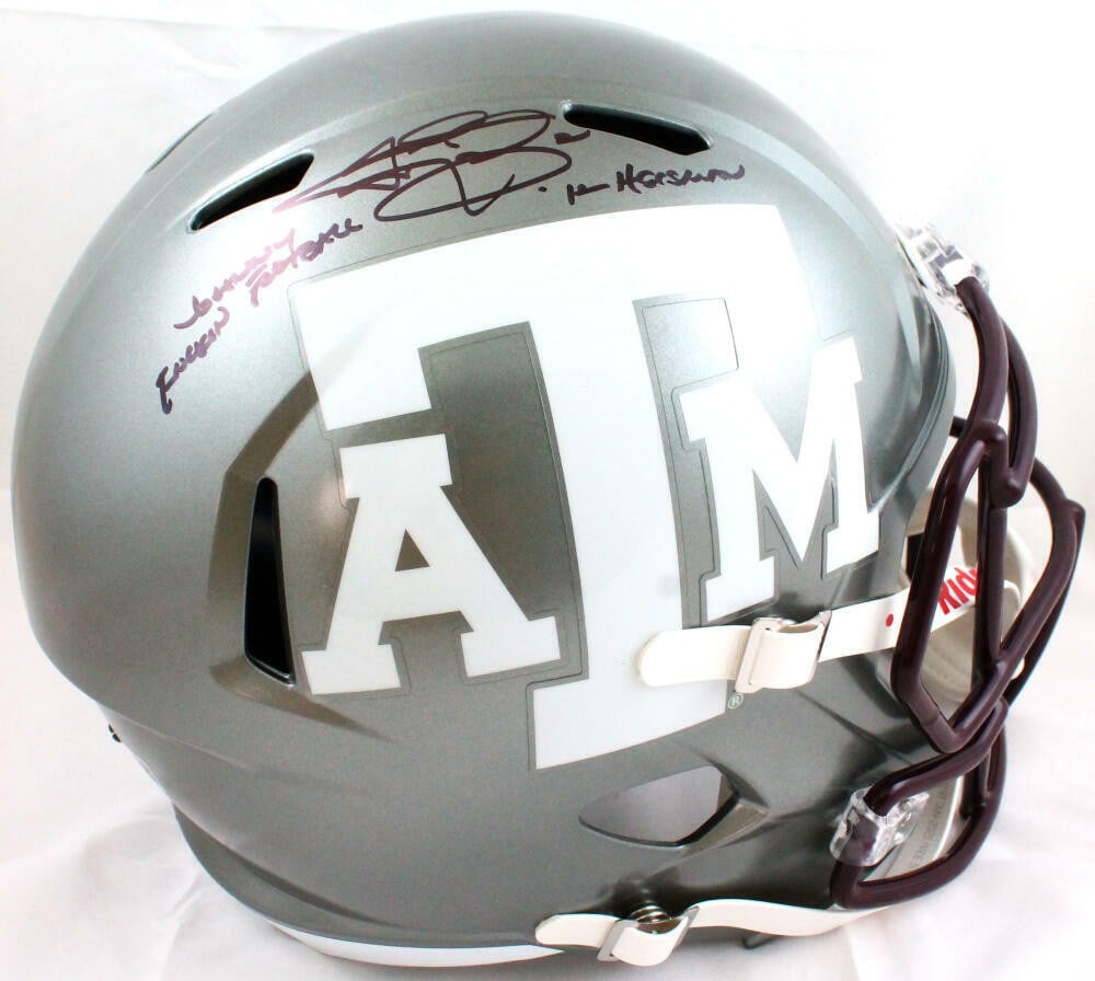 Texas A&M Aggies Flash Speed Full Size Helmet Signed by Johnny Manziel BAS: Texas A&M Aggies Flash Speed Full Size Helmet Signed by Johnny Manziel BAS Autographed Texas A&M Flash Speed full-size football helmet signed by Johnny Manziel. The helmet is an original item and is a