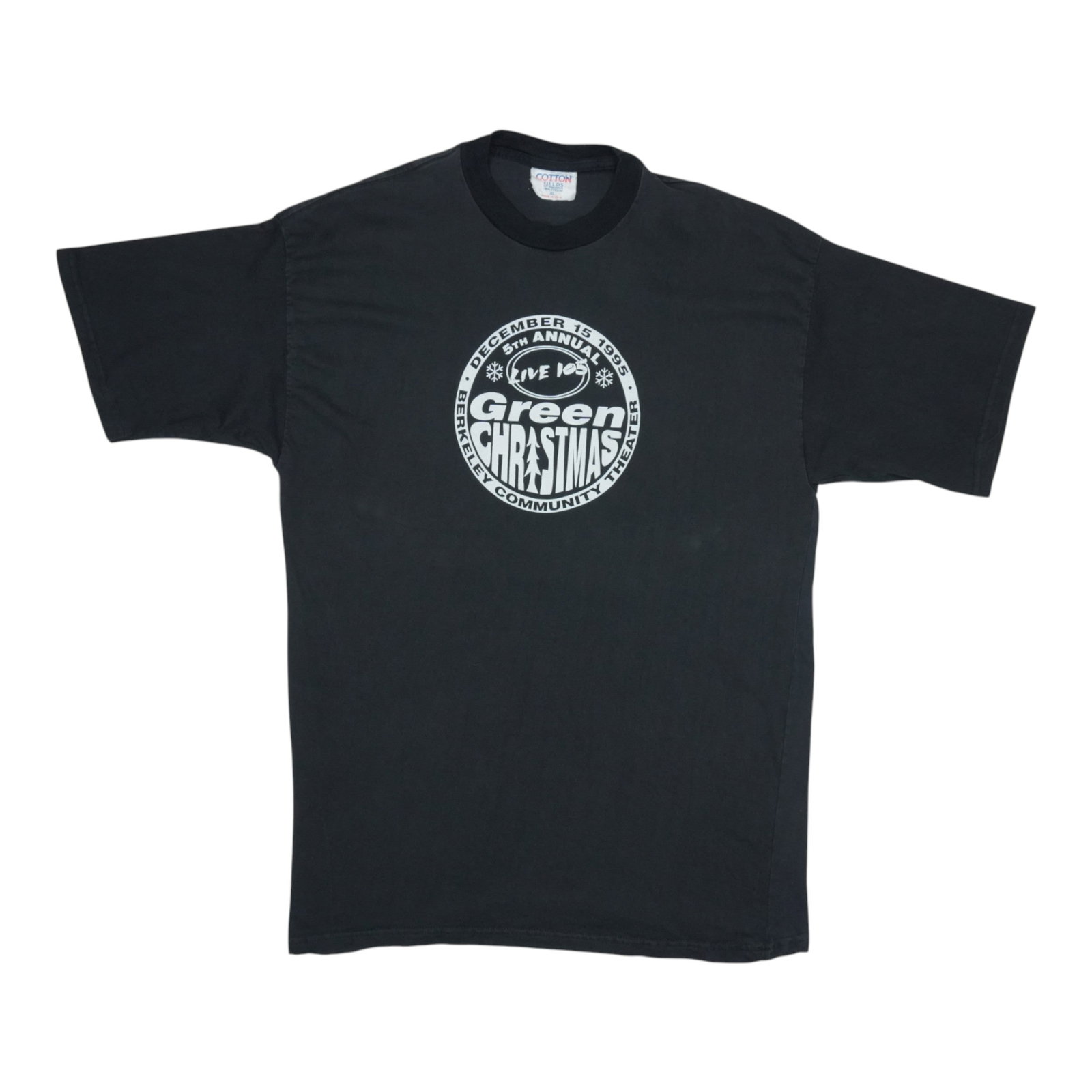 Vintage 1995 Live 105 Green Christmas Black Cotton T Shirt XL (1 of 5)