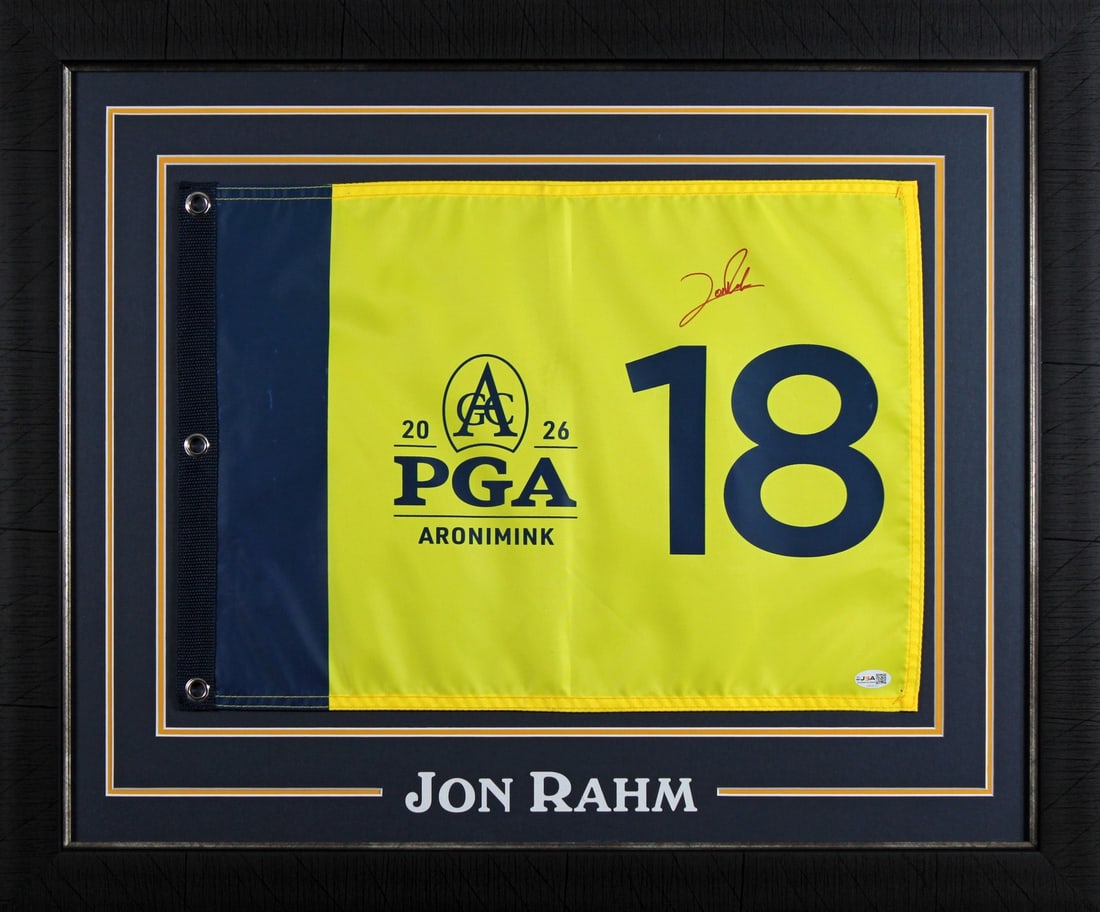 Framed 2026 PGA Championship Pin Flag Signed by Jon Rahm JSA (1 of 2)
