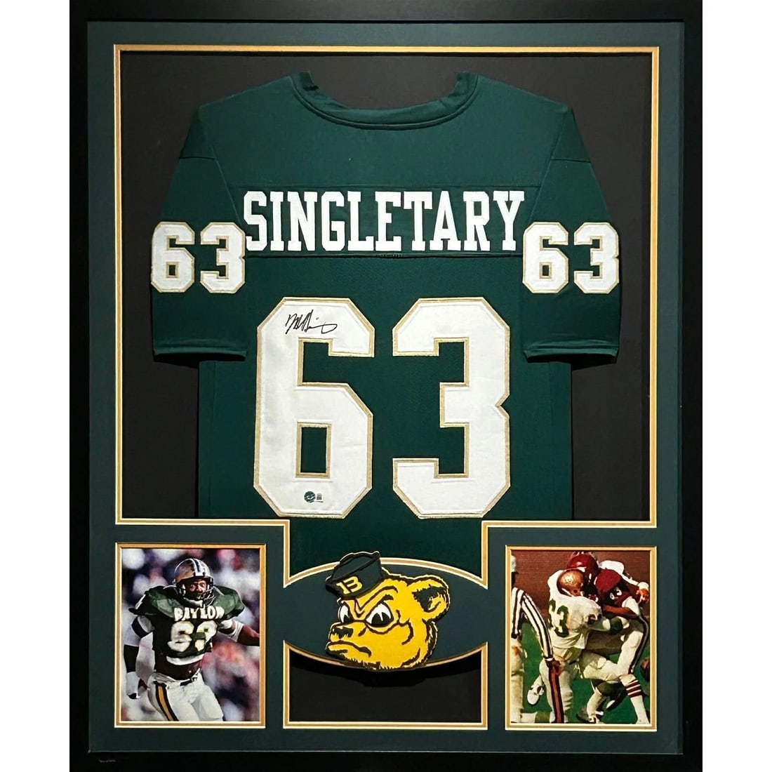 Beckett Certified Mike Singletary Baylor Bears Signed Framed Jersey (1 of 2)