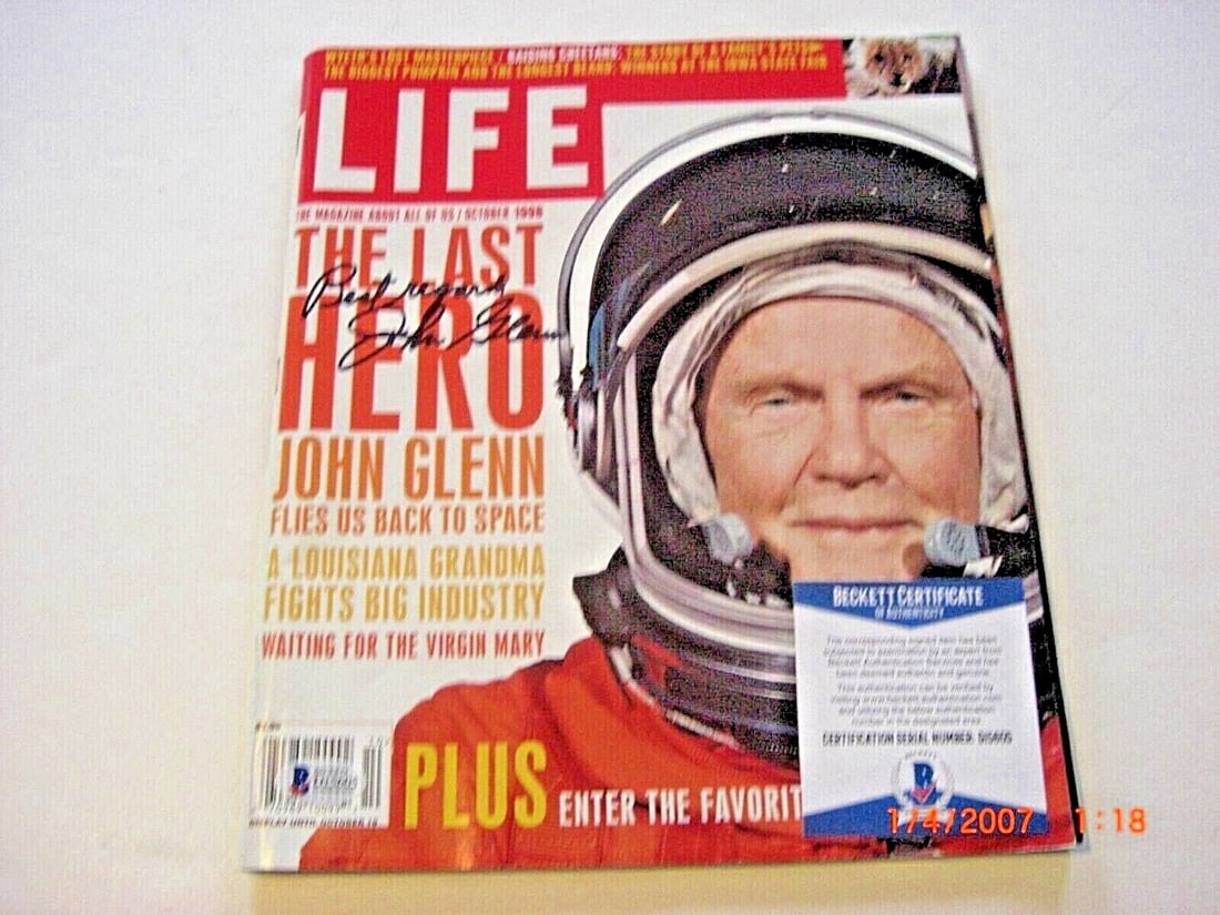Life Magazine Signed by John Glenn With Beckett COA (1 of 1)