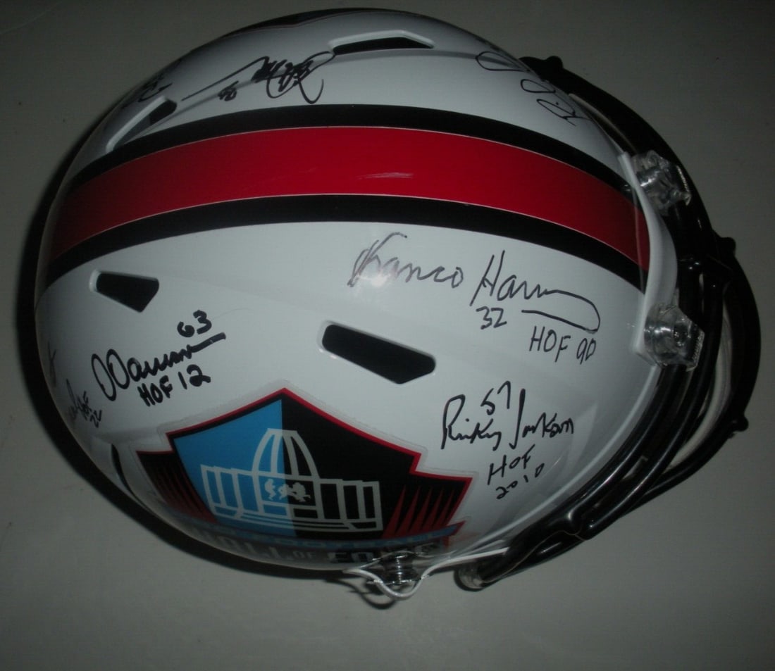 Full Size NFL Replica Helmet Signed by 10 Players with COA (1 of 4)