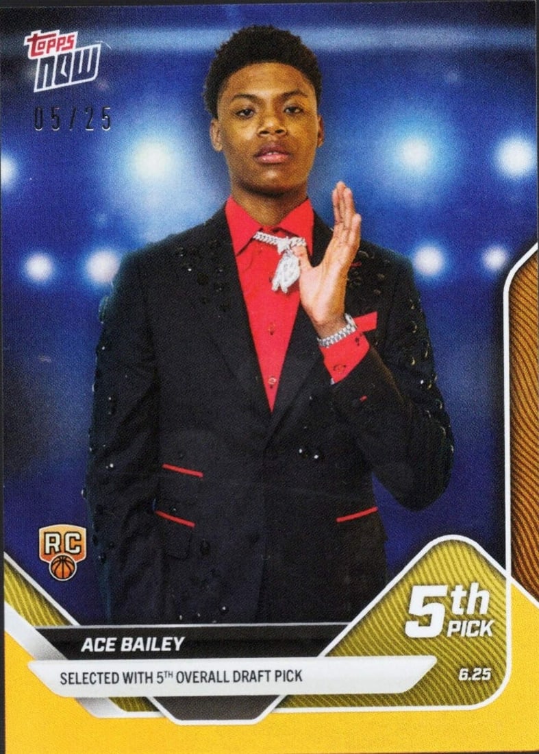 2025 Topps Now Ace Bailey Rookie /25 Orange Foil NBA Card (1 of 2)