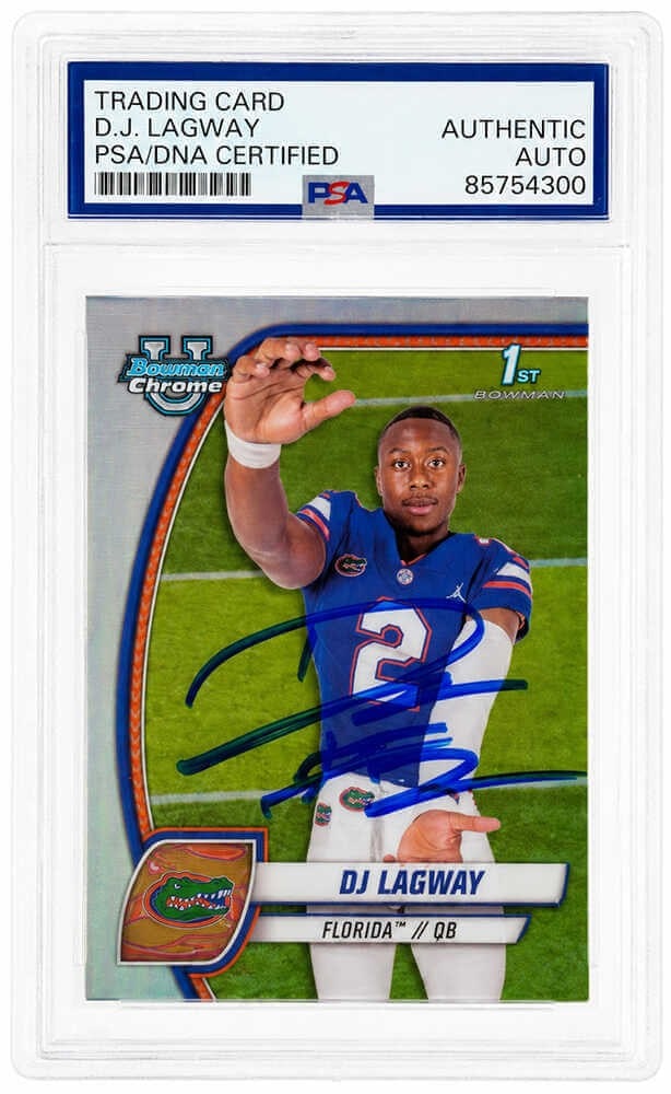 PSA DNA authenticated DJ Lagway 2024 Bowman Chrome Refractor card 63 (1 of 2)