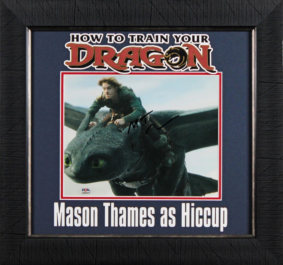 Framed 8x10 Autographed Photo Mason Thames How to Train Your Dragon PSA: Framed 8x10 Autographed Photo Mason Thames How to Train Your Dragon PSA Autographed framed 8x10 photo personally signed by Mason Thames from How to Train Your Dragon. This original photograph is PSA/D