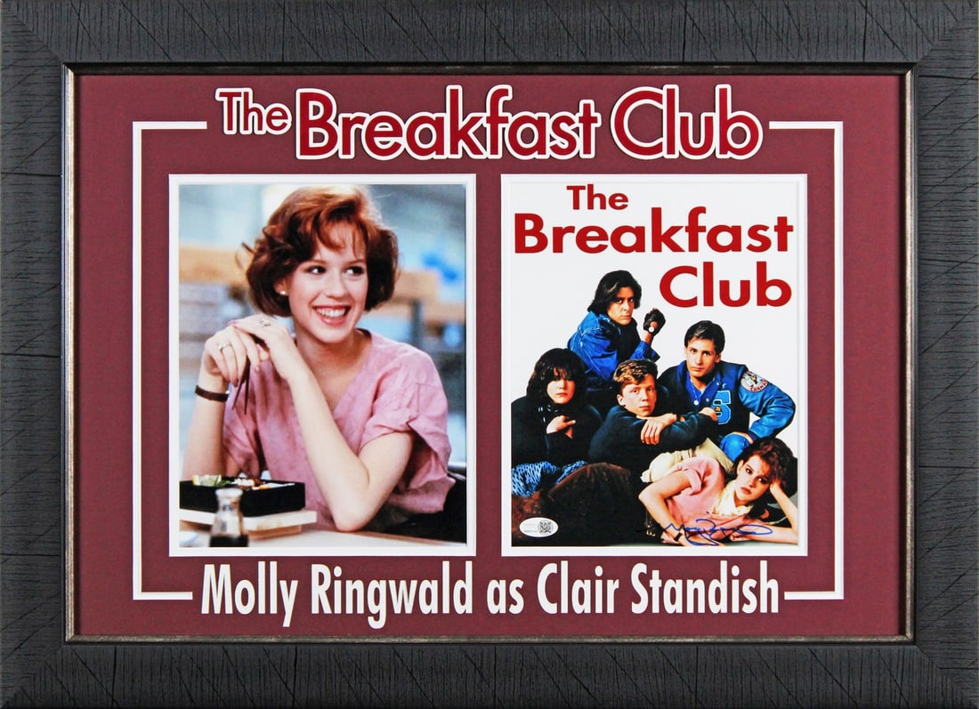 Framed 8x10 Molly Ringwald autograph JSA witnessed The Breakfast Club: Framed 8x10 Molly Ringwald autograph JSA witnessed The Breakfast Club This is an autographed 8x10 framed photograph personally signed by Molly Ringwald from "The Breakfast Club." The signature was wit