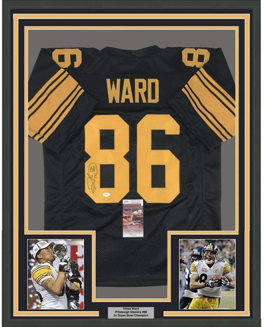 Hines Ward Signed Framed Steelers Color Rush Jersey JSA 35x39 (1 of 2)