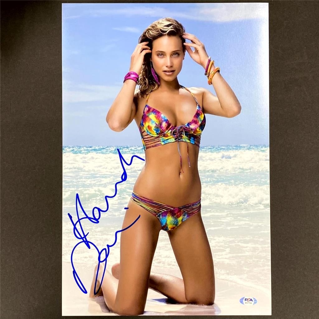 PSA DNA Autographed 12x18 Photograph Poster of Hannah Davis Jeter: PSA DNA Autographed 12x18 Photograph Poster of Hannah Davis Jeter Signed Hannah Davis Jeter photo poster featuring the TV host and model. This original piece is authenticated by PSA/DNA and is present