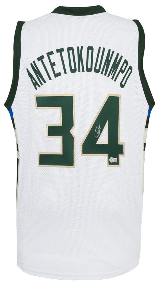 Giannis Antetokounmpo Signed White Greek Freak Jersey JSA Certified (1 of 3)
