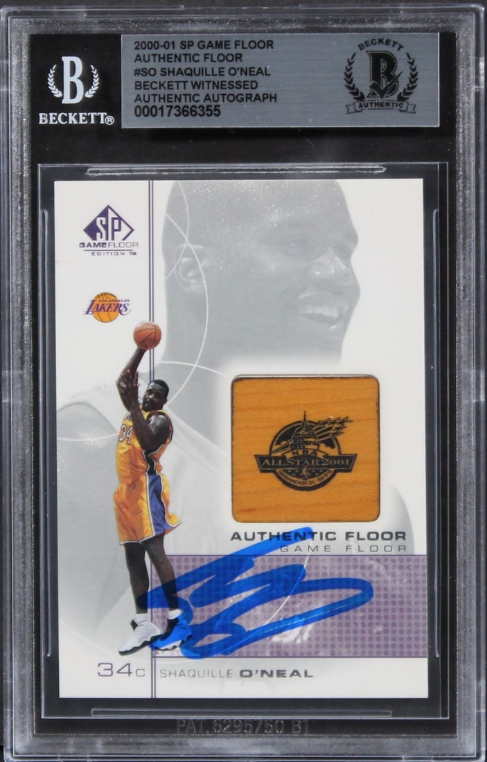 Shaquille O'Neal Signed 2000 SP Game Floor Card Beckett Authenticated: Shaquille O'Neal Signed 2000 SP Game Floor Card Beckett Authenticated This is a highly sought-after Shaquille O'Neal signed 2000 SP Game Authentic Floor #SO Card, featuring the legendary player of the