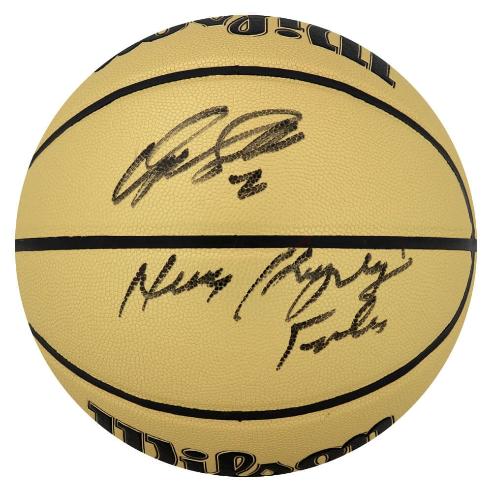 Dominique Wilkins Signed Wilson Gold Basketball with Human Highlight Film Inscription - SS COA (1 of 1)