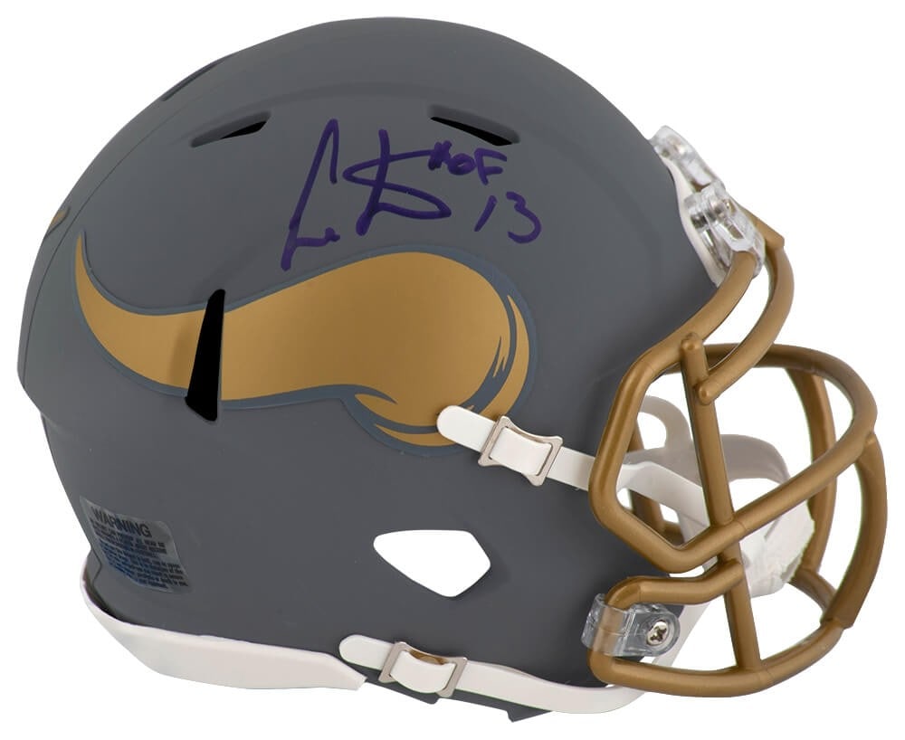 Minnesota Vikings Riddell Slate Speed Mini Helmet Signed by Cris Carter HOF 13: Minnesota Vikings Riddell Slate Speed Mini Helmet Signed by Cris Carter HOF 13 Pre-owned Riddell slate speed mini helmet signed by Cris Carter and featuring a "HOF '13" inscription. This Minnesota Vik