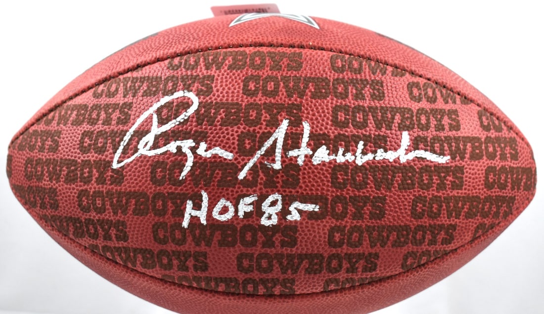Beckett Hologram Roger Staubach HOF Cowboys Signed Duke Football (1 of 3)