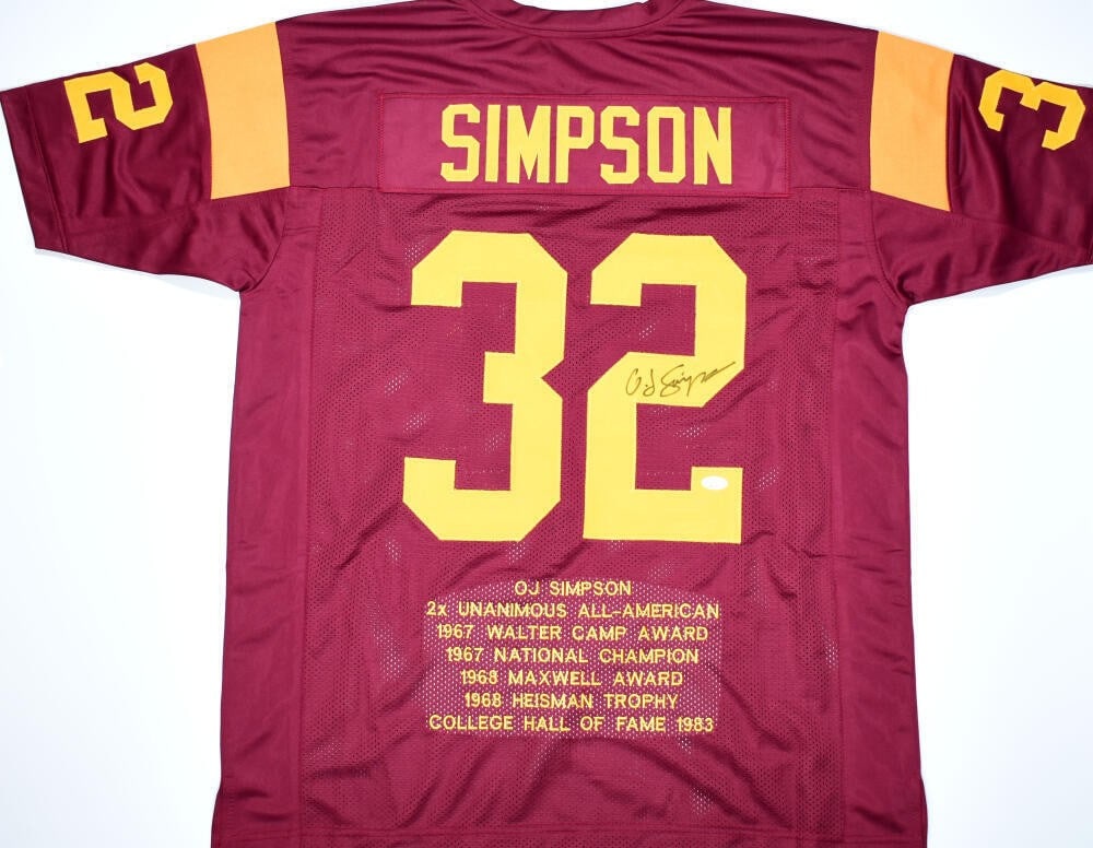 Signed USC Trojans football jersey O.J. Simpson JSA authenticated (1 of 9)