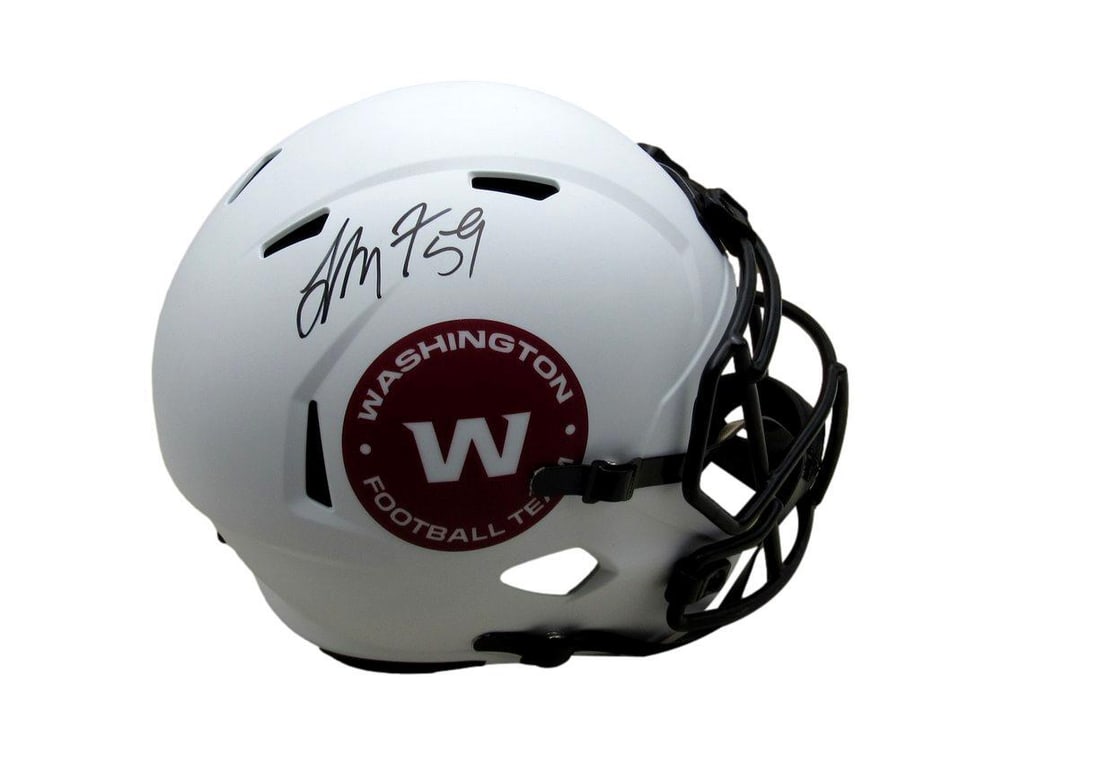 London Fletcher Autographed Lunar Eclipse Full Size Helmet Washington Commanders JSA Certified: London Fletcher Autographed Lunar Eclipse Full Size Helmet Washington Commanders JSA Certified This is a London Fletcher signed autographed White Lunar Eclipse full-size replica football helmet repres