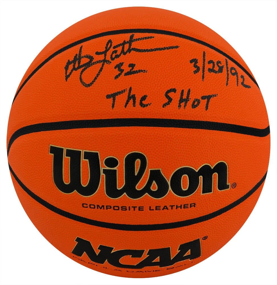 Christian Laettner Signed Wilson NCAA Basketball with The Shot Inscription SS COA: Christian Laettner Signed Wilson NCAA Basketball with The Shot Inscription SS COA This is a Christian Laettner signed Wilson NCAA Game Replica basketball featuring the inscription 'The Shot 3-28-92.' 