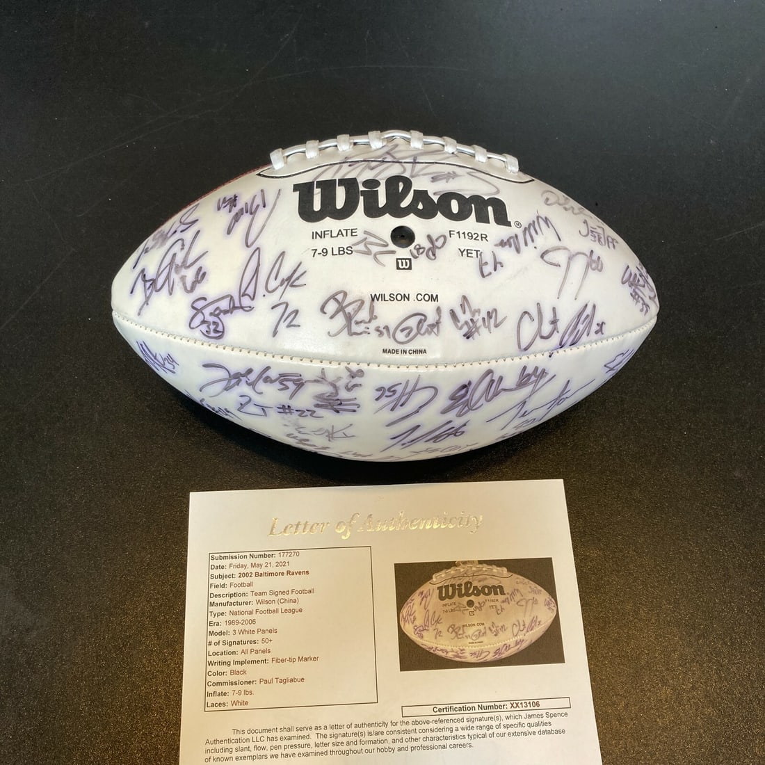 2002 Baltimore Ravens Team Signed NFL Football 50+ Autographs JSA COA (1 of 11)