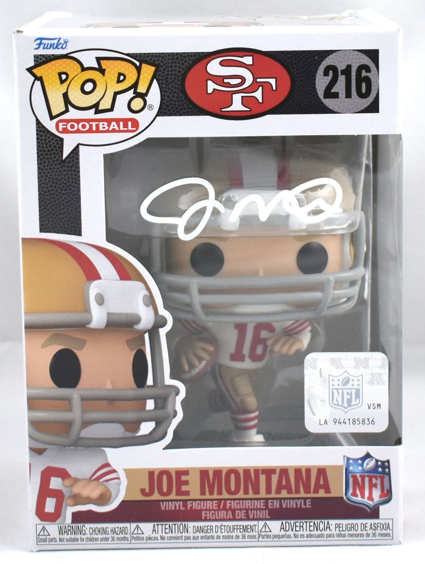 Autographed Funko Pop 216 Joe Montana San Francisco 49ers Figure: Autographed Funko Pop 216 Joe Montana San Francisco 49ers Figure Autographed Funko Pop #216 featuring Joe Montana and the San Francisco 49ers. The item is pre-owned and was made in China. Specificatio