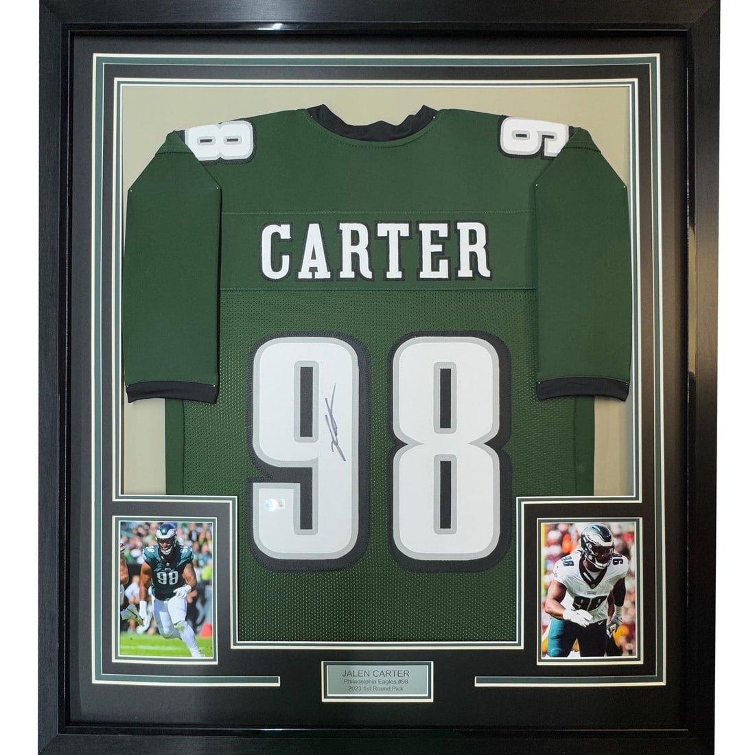 Jalen Carter signed framed Eagles jersey with Beckett BAS COA 35x39 (1 of 2)