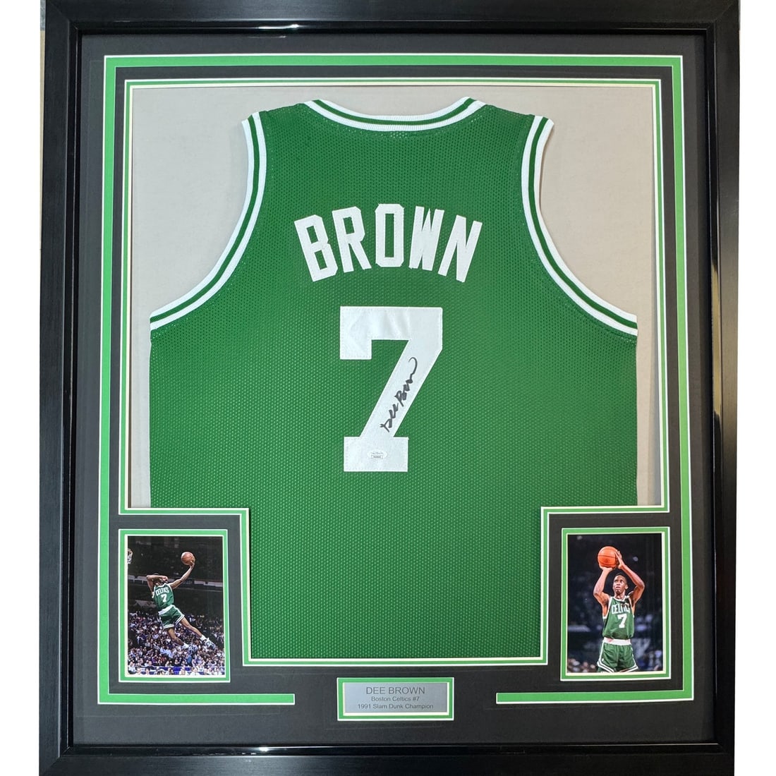 Dee Brown Signed Framed Boston Celtics Green Jersey JSA 35x39 (1 of 2)