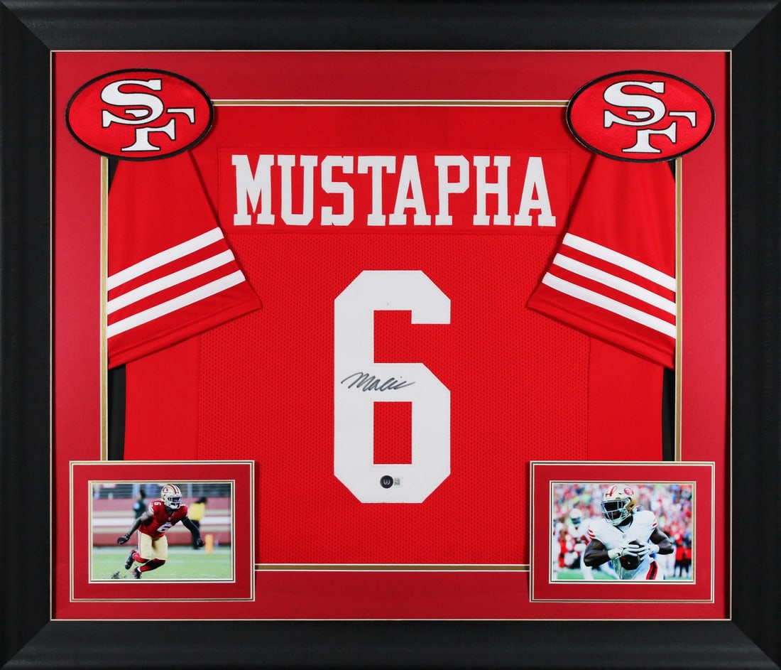 Malik Mustapha Signed Framed Red Jersey San Francisco 49ers BAS Authenticated: Malik Mustapha Signed Framed Red Jersey San Francisco 49ers BAS Authenticated Celebrate your love for football with this authentic signed red pro style framed jersey featuring Malik Mustapha of the Sa